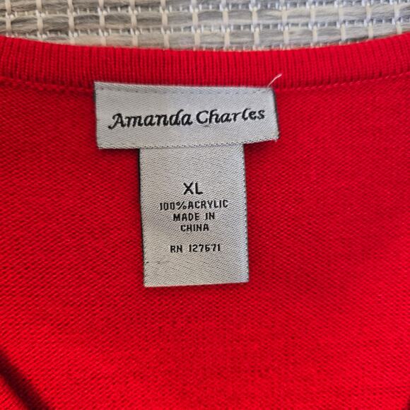 Amanda Charles Sweater Knit Wrap Dress Womens X-Large Red Holiday Christmas - Picture 8 of 10
